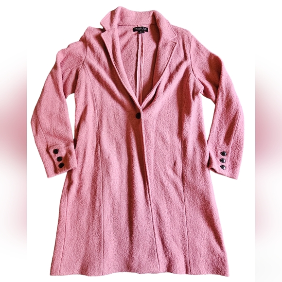 Rachel+Zoe pink wool Dopamine Fashion midi coat size L - Picture 1 of 9